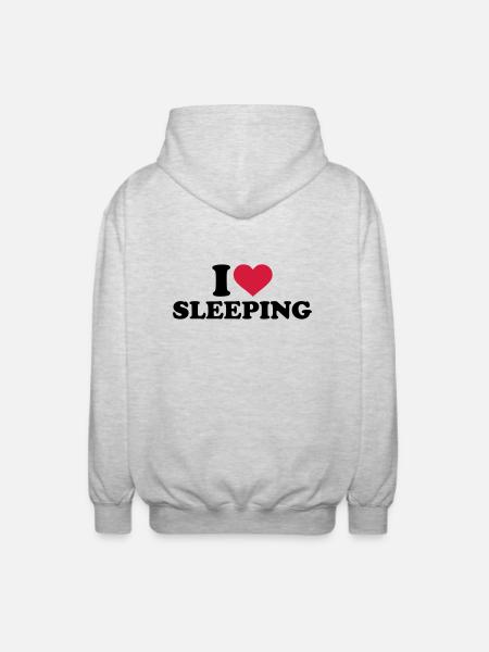 I love sleeping - Unisex Hooded Jacket - light heather grey