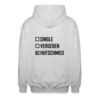 singel vergeben hufschmied - Unisex Kapuzenjacke - Hellgrau meliert - Hinten - AI Model Male 185 light (185cm)