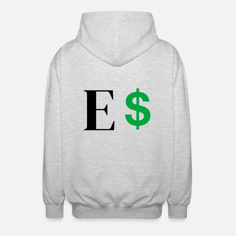 Buchstabe E Dollar - Unisex Kapuzenjacke - Hellgrau meliert