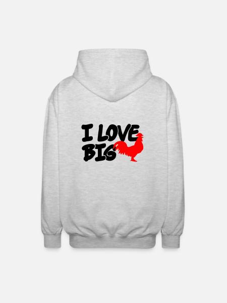 I love big Cocks - Unisex Kapuzenjacke - Hellgrau meliert