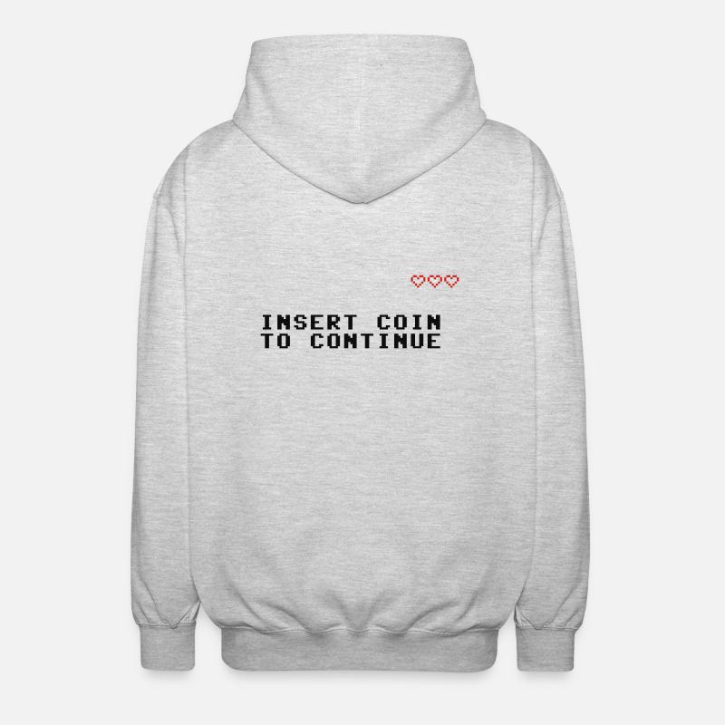 Insert Coin to Continue - Unisex Hooded Jacket - light heather grey