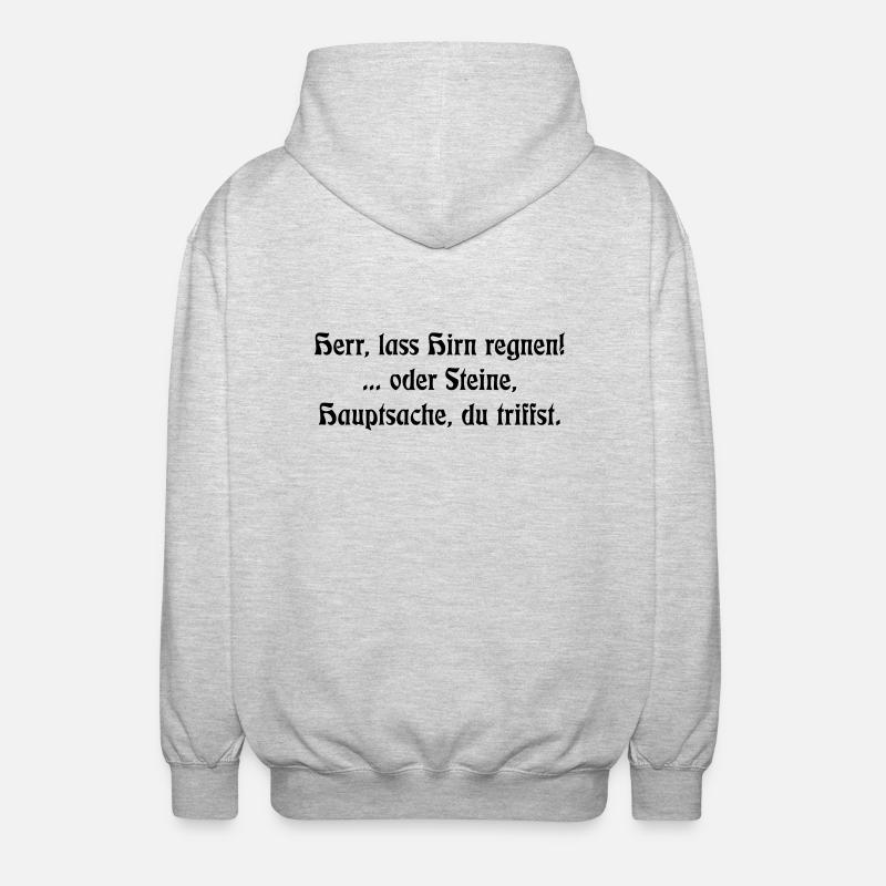 Herr lass Hirn regnen - Unisex Kapuzenjacke - Hellgrau meliert