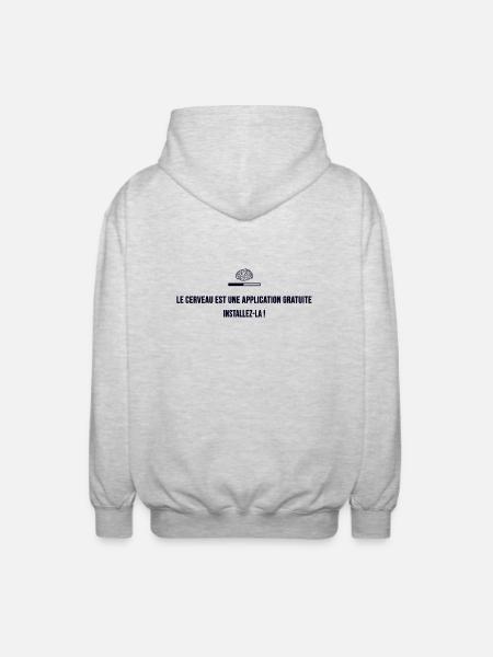 Application : cerveau - Veste à capuche unisexe - gris clair chiné