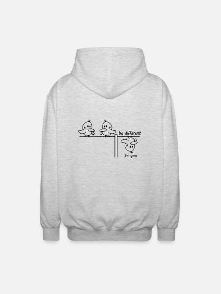 be different be you bird - Unisex Hooded Jacket - light heather grey