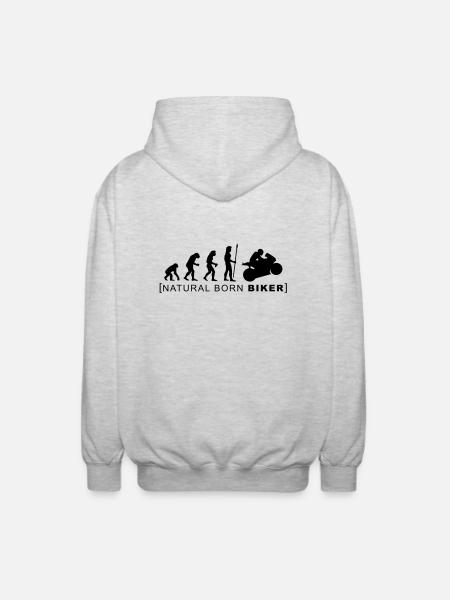 natural born biker - Unisex Kapuzenjacke - Hellgrau meliert