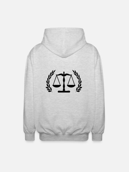Justice Logo - Unisex Hooded Jacket - light heather grey