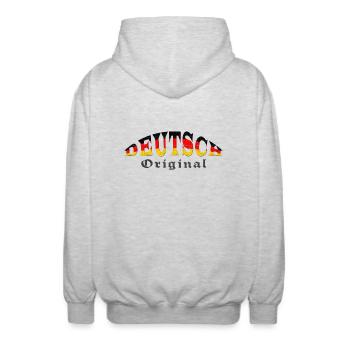 Deutsch - Original - Unisex Kapuzenjacke - Hellgrau meliert - Hinten - AI Model Male 185 light (185cm)