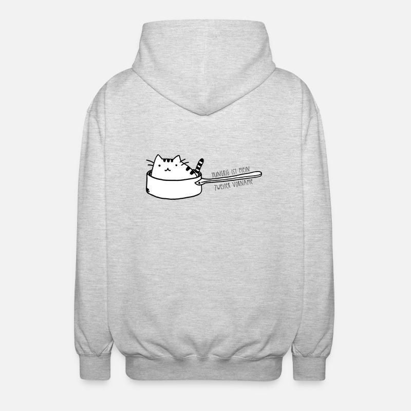 Chat dans le pan - faim - Veste à capuche unisexe - gris clair chiné