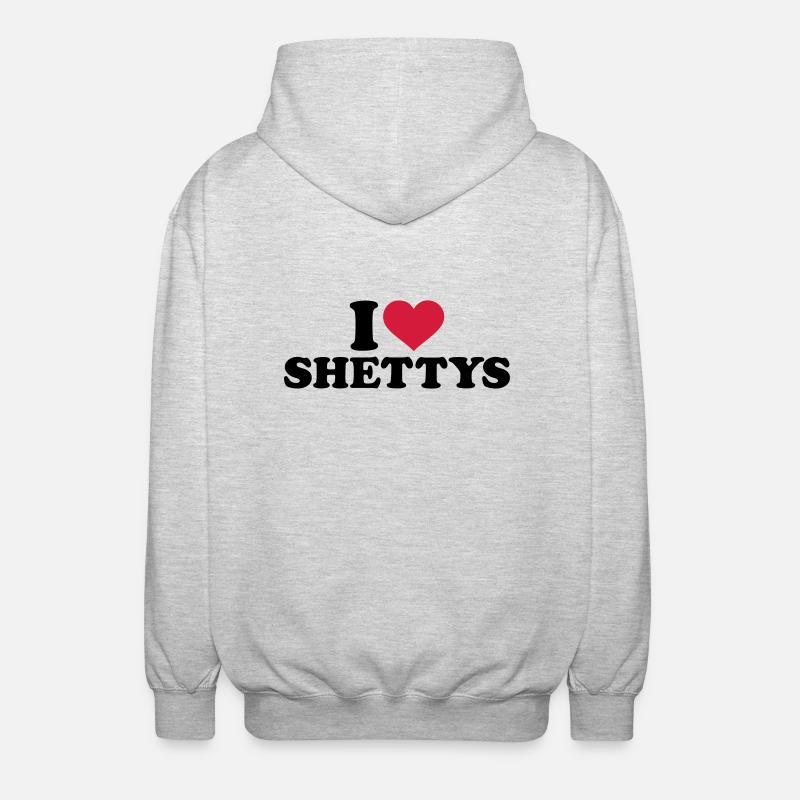 I love Shettys - Unisex Hooded Jacket - light heather grey