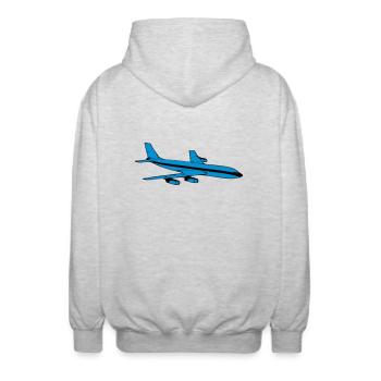 Flugzeug passagierflugzeug fliegen urlaub reisen - Unisex Kapuzenjacke - Hellgrau meliert - Hinten - AI Model Male 185 light (185cm)
