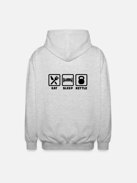 Eat Sleep Kettlebell - Unisex Hooded Jacket - light heather grey