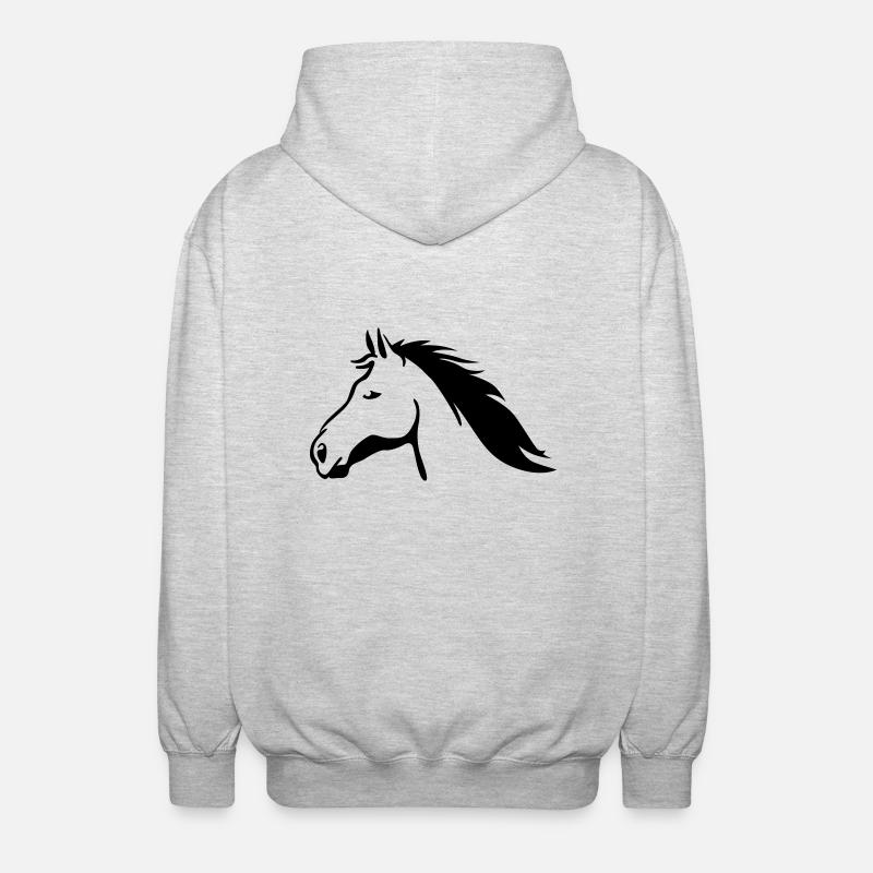 Pferd - Unisex Kapuzenjacke - Hellgrau meliert