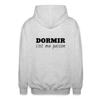 dormir / dormeur / sommeil / paresse - Veste à capuche unisexe - gris clair chiné - Dos - AI Model Male 185 light (185cm)