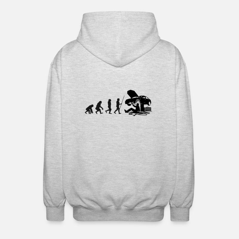 Automotive Mechanic Evolution - Unisex Hooded Jacket - light heather grey