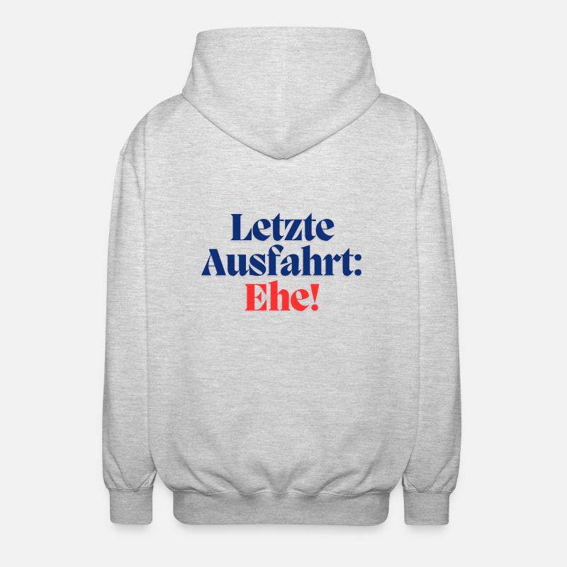 Letzte Ausfahrt: Ehe / Poltern - Unisex Kapuzenjacke - Hellgrau meliert