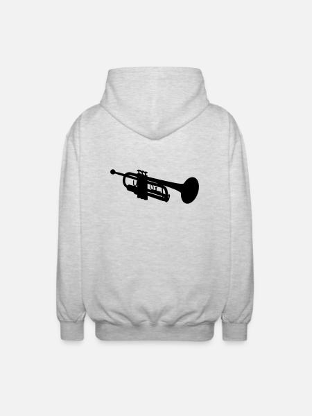 Trompete Silhouette - Unisex Kapuzenjacke - Hellgrau meliert