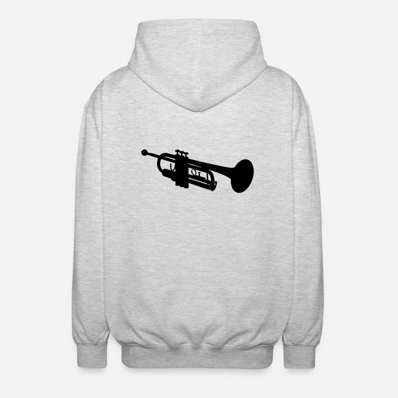 Trompete Silhouette - Unisex Kapuzenjacke - Hellgrau meliert