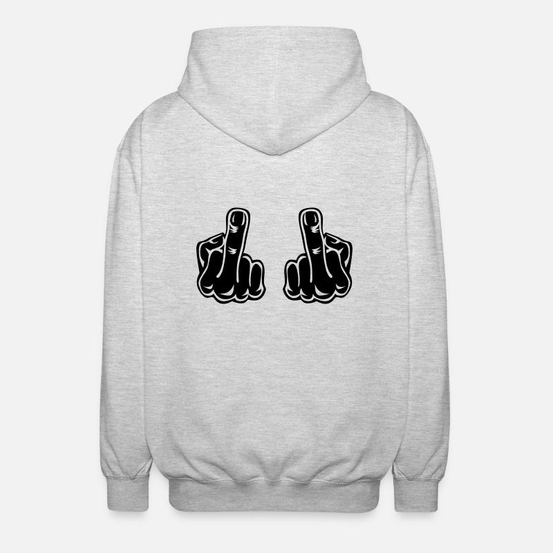 Stinkefinger Doppelt Hände - Unisex Kapuzenjacke - Hellgrau meliert