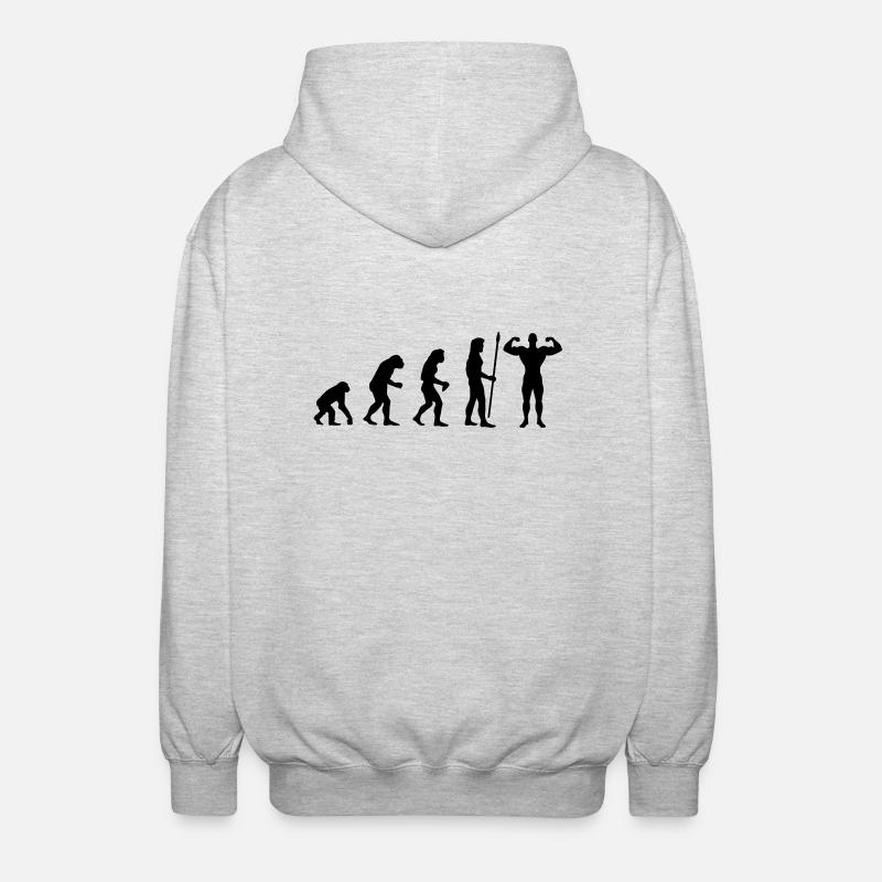 evolution_bodybuilding2 - Unisex Kapuzenjacke - Hellgrau meliert
