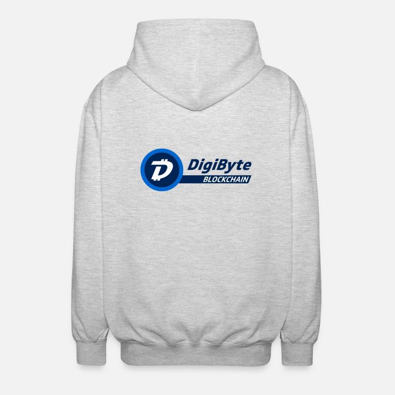 DigiByte logo with text (DGB) - Unisex Hooded Jacket - light heather grey