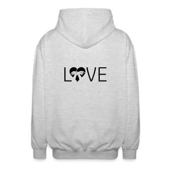 Love bondage heart handcuffed love - Unisex Hooded Jacket - light heather grey - Back - AI Model Male 185 light (185cm)