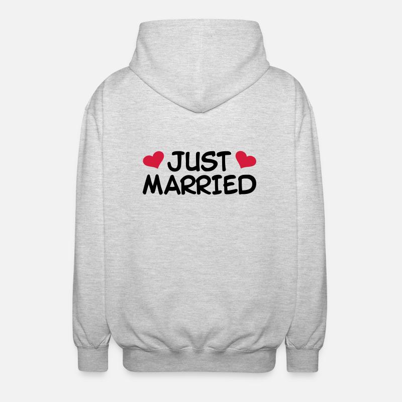 Just Married Wedding - Unisex Hooded Jacket - light heather grey