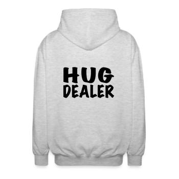Hug Dealer - Unisex Kapuzenjacke - Hellgrau meliert - Hinten - AI Model Male 185 light (185cm)