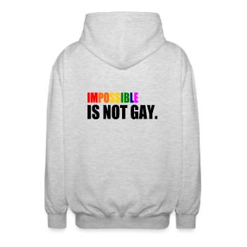 impossible is not gay - Unisex Kapuzenjacke - Hellgrau meliert - Hinten - AI Model Male 185 light (185cm)