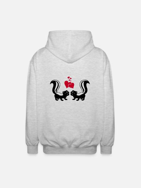 Skunks in Love - Unisex Hooded Jacket - light heather grey
