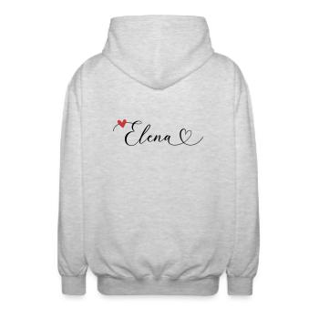 Elena Name Vorname Kalligrafieherz - Unisex Kapuzenjacke - Hellgrau meliert - Hinten - AI Model Male 185 light (185cm)