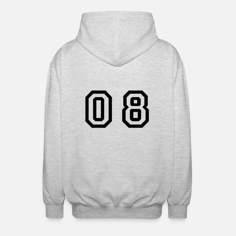 Nummer - 08 - null acht - Unisex Kapuzenjacke - Hellgrau meliert