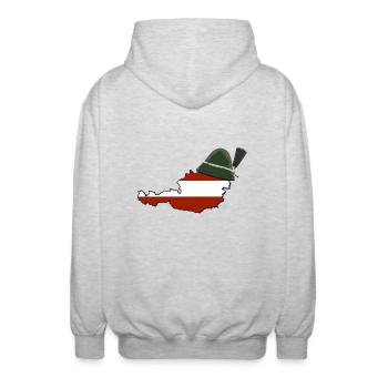 Steirerhut Trachten Steiermark Geschenk Shirt - Unisex Kapuzenjacke - Hellgrau meliert - Hinten - AI Model Male 185 light (185cm)