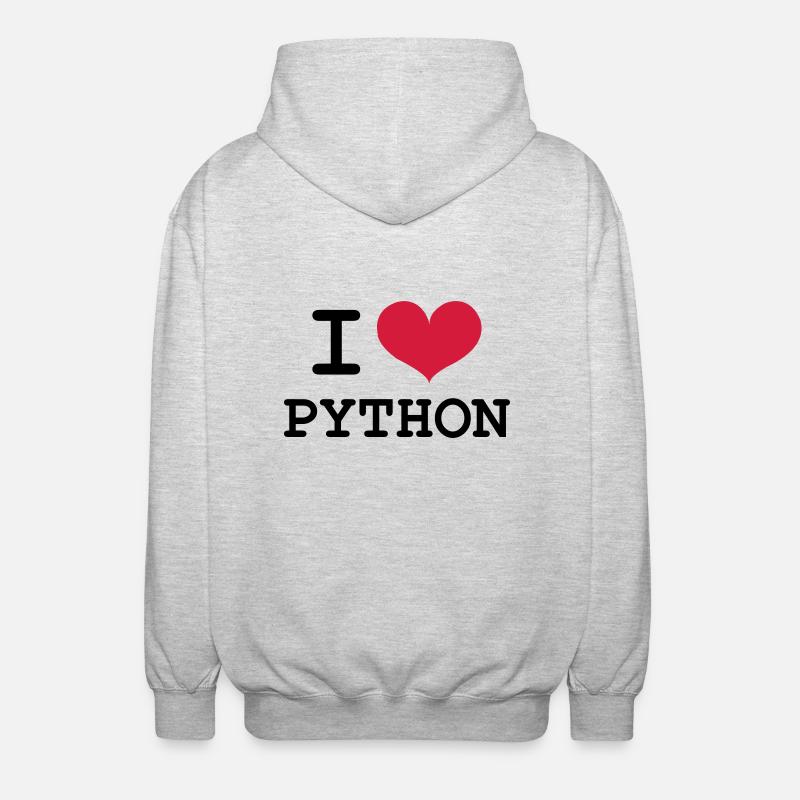 I Love Python - Veste à capuche unisexe - gris clair chiné