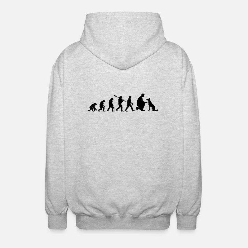 Evolution Lustiger Belgischer Malinois-Schäferhund - Unisex Kapuzenjacke - Hellgrau meliert
