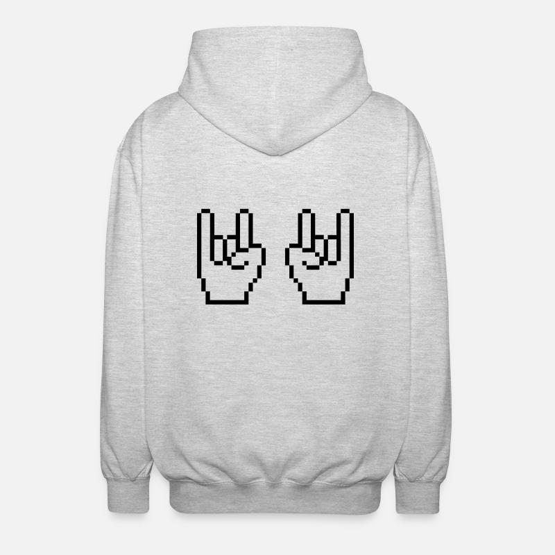 rock pixel hände - Unisex Kapuzenjacke - Hellgrau meliert