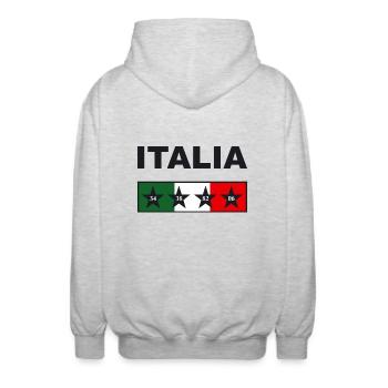 Italia 4 étoiles 1934 1938 1982 2006 Italie - Veste à capuche unisexe - gris clair chiné - Dos - AI Model Male 185 light (185cm)