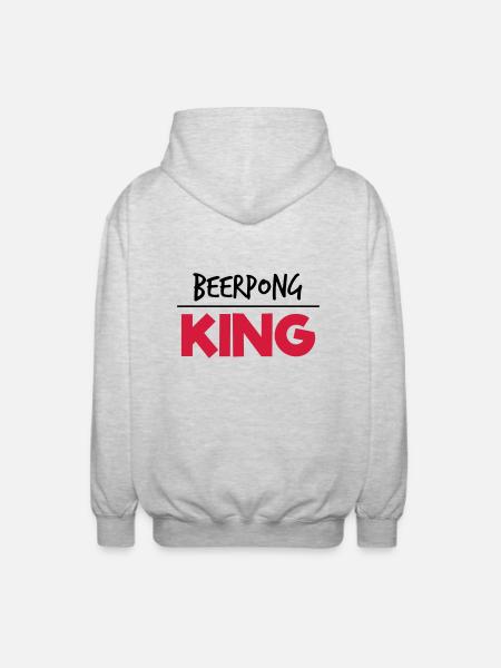 Beerpong King - Unisex Kapuzenjacke - Hellgrau meliert