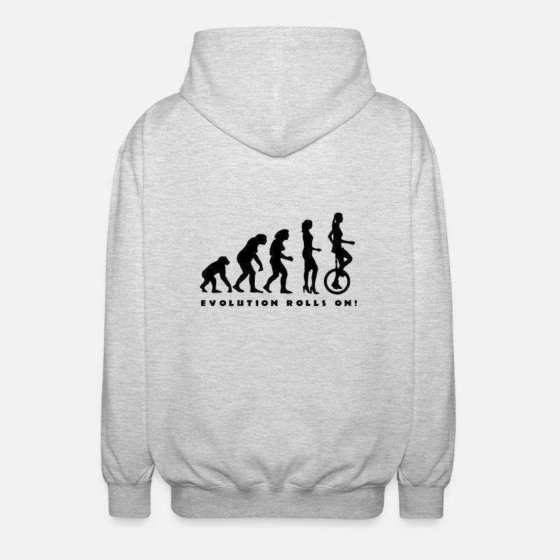 evolution_einradfahrerin_1c_b - Unisex Hooded Jacket - light heather grey