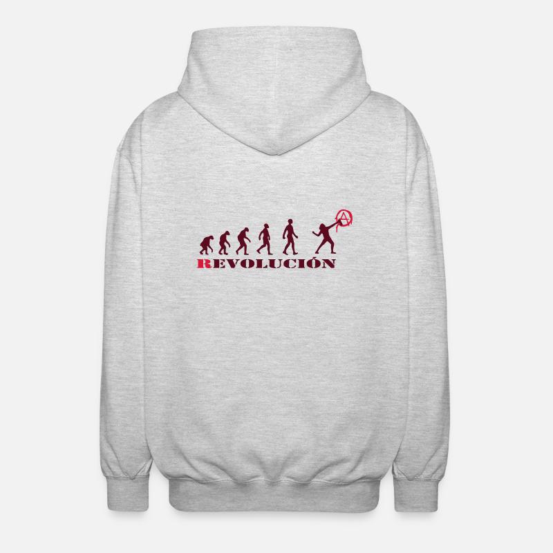 r-evolution, evolution, revolution, street art, - Unisex Kapuzenjacke - Hellgrau meliert