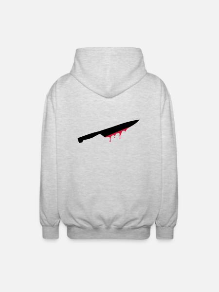 messer, klinge, blut, - Unisex Kapuzenjacke - Hellgrau meliert