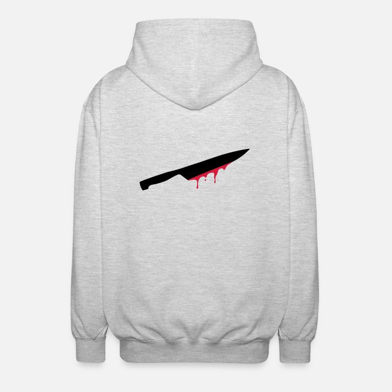 messer, klinge, blut, - Unisex Kapuzenjacke - Hellgrau meliert