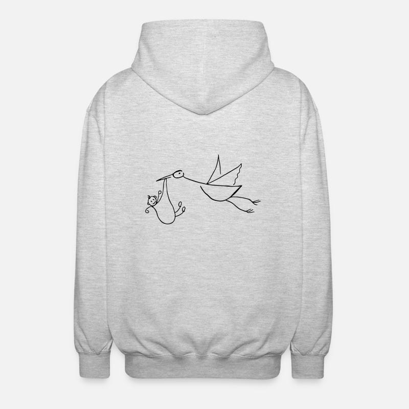 Cigogne et bébé - Veste à capuche unisexe - gris clair chiné