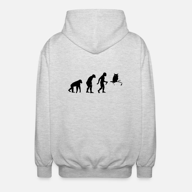L'évolution du hibou - Veste à capuche unisexe - gris clair chiné