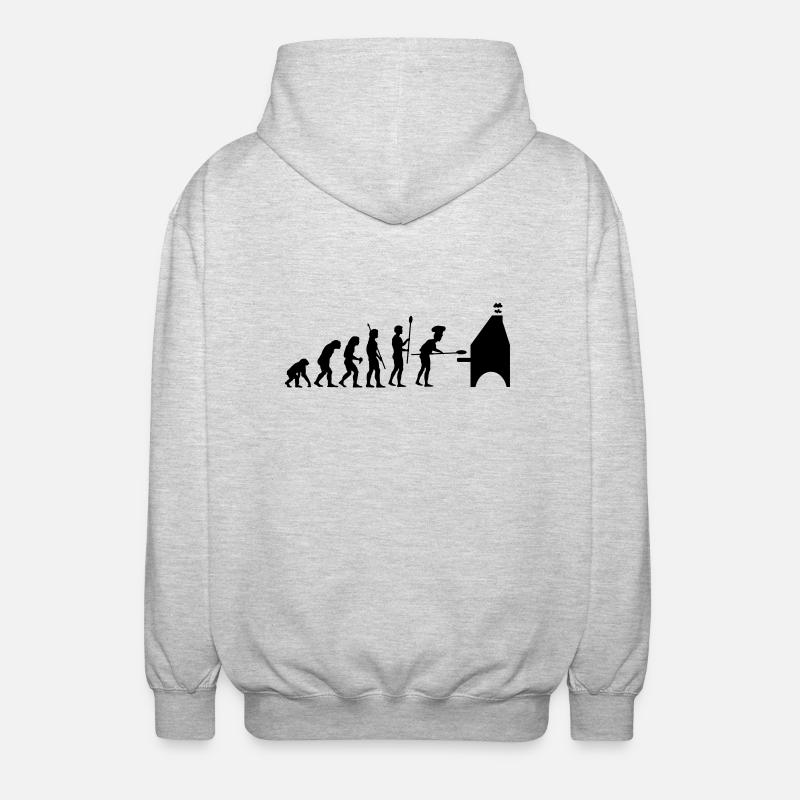 evolution pizza - Unisex Hooded Jacket - light heather grey