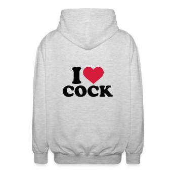 I love cock - Veste à capuche unisexe - gris clair chiné - Dos - AI Model Male 185 light (185cm)
