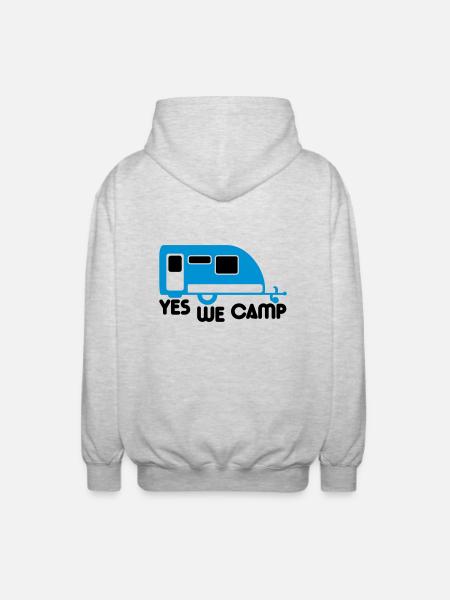 Campingvogn trailer af ja vi lejr ikon logo - Unisex hættejakke. - lysegrå meleret