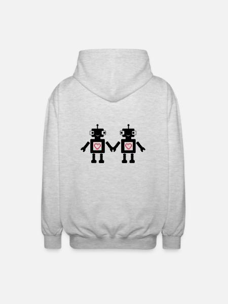 roboters_in_love_02 - Unisex Hooded Jacket - light heather grey