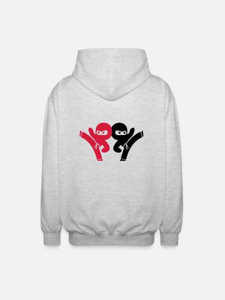 ninja_1 - Unisex Hooded Jacket - light heather grey