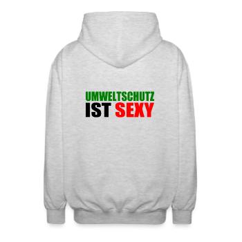 Umweltschutz - Unisex Kapuzenjacke - Hellgrau meliert - Hinten - AI Model Male 185 light (185cm)