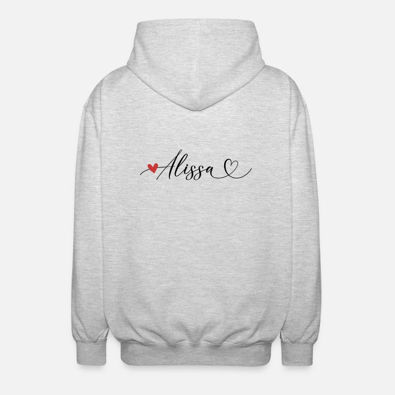 Alissa Nom Prénom Calligraphie Coeur - Veste à capuche unisexe - gris clair chiné